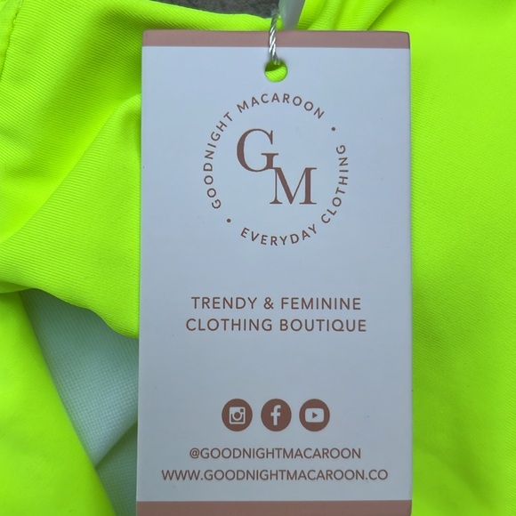 NWT Goodnight Macaroon Neon Green Cut-Out One-Piece Swimsuit Size Small - Picture 5 of 11